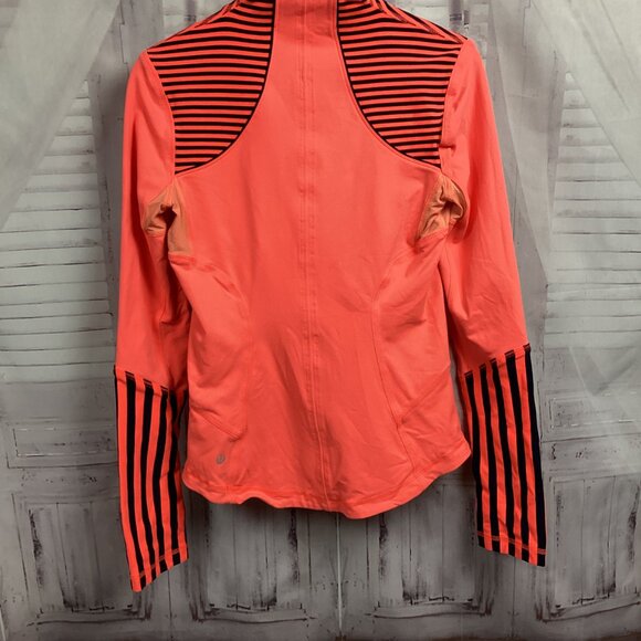 Lululemon Stride Jacket Neon Coral Orange Define Forme Striped 6 - Picture 9 of 13